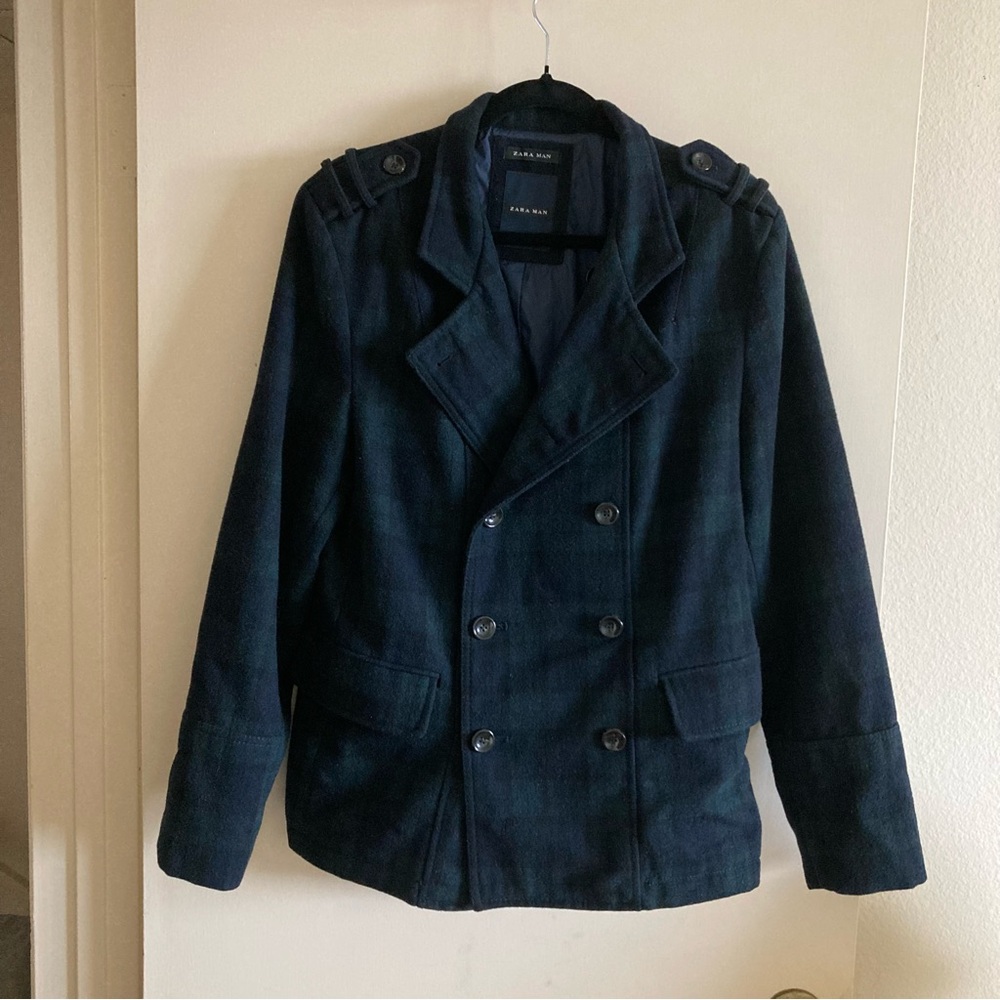 Zara Man Coat | Color Navy Blue and Green | Size L